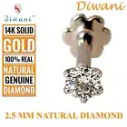 2.5mm Real VVS Diamond Nose Lip Labret Monroe Screw Stud Piercing Ring Pin 14k G