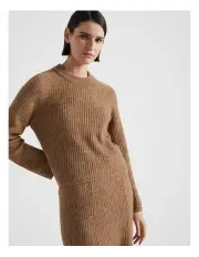 [Seed Heritage] Rib Cosy Knit Top in Deep Chai Marle