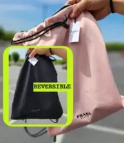 PRADA Beauty Drawstring Reversible BAG purse backpack womens tote pink black