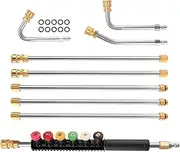 Pressure Washer Extension Wand, 8 FT Power Washer Lance with 3 Gutter Cleaner Attachment, 6 Spray Nozzle Tips, 1/4’’ Quick Connect, 4000 PSI Gutter Cleaning Tools Power Washer Extension Wand