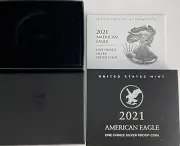 20 - NO COIN 2021 W $1 PROOF SILVER AMERICAN EAGLE BOX & COA NO CAPSULE TYPE 2