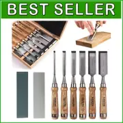 Versatile 6-Piece Wood Chisel Set with Adjustable Sharpening Tools Included