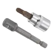 Cross Slot Bit Socket PZ3 Bit 3/8" Drive 2" L CR-V Socket with Socket Extension