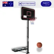 Basketball Adjustable Hoop Stand System - Red Black Portable Pro Net Backboard