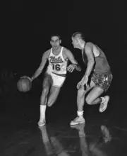 Al Bianchi Of The Syracuse Nationals Dribbles Old Basketball Photo