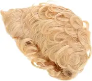 PAMINGONO Short Curly Afro Wig for Women Real Human Hair Lady Costume Wig Synthetic Curly Hair Piece for Cosplay