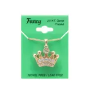 C&L - FANCY GOLD CROWN CHARM NECKLACE (PNG3)