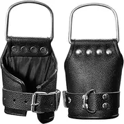 Real Black Leather Padded Wrist Hand Cuff Suspension Lockeable Restraints Bondage BDSM Cuffs(Hand Cuffs)