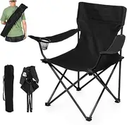 XIULIUU Folding Camping Chairs, Large Portable Chair with Cup Holder and Carry Bag,Lightweight Beach Chair Supports up to 120KG Lawn Chairs & Compact Backpacking Chair for Outdoor