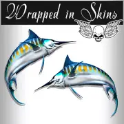 Striped Marlin Decals Fish Stickers Tackle Box RV Truck Trailer AFP-0072