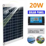 20Watts Solar Panel Kit 50-100A 12V Battery Charger with Controller Caravan Boat