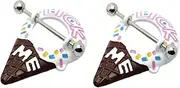 [Niaspi] Ice Cream Nipple Barbell Rings 14G Stainless Steel Nipplerings Nipple Shield Studs Cute Nipple Rings Body Piercing Jewelry, Acrylic, no gemstone