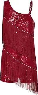 [Kvysinly] Girls Shiny Diamonds Tassel Fringe Latin Jazz Dance Dress Salsa Samba Rumba Cha Cha Tango Dance Dress Dancewear