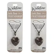 2PK Wishstone Collection Earth Stone of Friendship Heart Pendant 3x19cm Brown