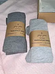 Joey + Joan Pack & Play Fitted Sheet Set 2 pk 27x39" Heather Grey Cotton Jersey