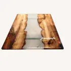 Glossy Epoxy Table Top Resin Table Walnut Custom Order Cruise Office Room