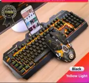 Keyboard Gamer PC Backlight Yellow With Mouse Gamer LED Cabled USB