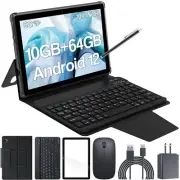 2 in 1 Tablet 10 inch Android 12 Tablets with Keyboard 10GB RAM 64GB ROM 1TB ...