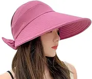 [Halemet] Sun Hat for Women, Women's Solid Color Breathable Foldable Large Visor Cap Baseball Cap