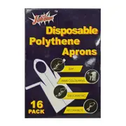16pc Multi Purpose One Size Disposable Polyethylene Aprons f/ Cooking/Painting