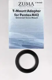 Zuma T-Mount Adapter for Pentax M42 (universal) camera mount lens adapter.