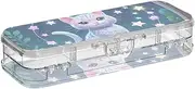 Cartoon Cute Fake Sequin Cat Plastic Pencils Box Clear 2 Layer Pen Storage Containers For Art Supplies With Snap Lid