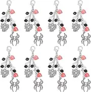 SUNNYCLUE 1 Box 8Pcs Spider Bookmark Halloween Bookmark Chain Lobster Clip Charms Spider Web Charm Travelers Notebook Charms Clip On Charms Bulk Bookmarks for Book Lovers Readers Hanging Ornament Gift