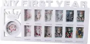 12 Month Baby Photo Frame My First Year Multi Photo Baby Photo Frame for 13 Photo Collages Baby Photo Frame for Birth List, Baptism Gift for 1st Birth