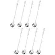 8Pcs 7" Stainless Steel Long Handle Teaspoon Coffee Spoon for Stirring, Silver