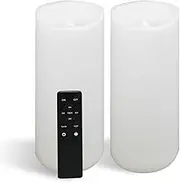 CANDLE CHOICE Waterproof Outdoor Battery Operated Flameless Candles with Remote Timer Large Tall White Plastic Bright Flickering Electric LED Pillars Lantern Patio Garden Decoration 4x10 Inches 2 Pack