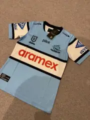 Size Large 2025 Cronulla Sharks NRL Jersey with Embroidered Patches and Logo