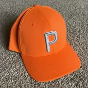 Puma Golf Tour Exclusive Mens Orange Stretch Fit 110 Snapback Hat Cap Flex