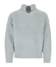 Erl Split-Neck Lurex Knitted Jumper XL,XXL Gray