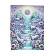 Velveteen Plush Blanket Unicorn Enchantment Decor Mythical Cute Fantasy Art