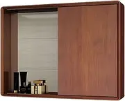 Oak Hidden Mirror Medicine Cabinet for Bathroom, Wall Mounted Toilet Storage Cabinet, Sliding Mirror with Shelf (Red 27.6 x 25.6 x 5.5 Inch)