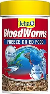 Tetra Bloodworms Freeze Dried Food, The Ideal Dietary Supplement for Small to Medium Sized Tropical Fish, Bettas, Various Varieties and Sizes, Natural Snack 7 g