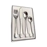 4Pce STAINLESS STEEL 18/10 CHILDRENS CUTLERY SET DUCK SPOON FORK BABY MEMORIES
