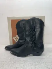 New Kids Black With Fringe Bronco Cowboy Boots. C 1870 1.5 1 1/2 D. 23-110