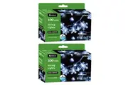 2x Sansai 100 LED Electric Snowflake Decor Christmas String Lights Cool White