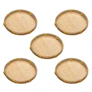 5Pcs Bamboo Weaving Basket Handmade Basket Home Sundries Storage Sieves