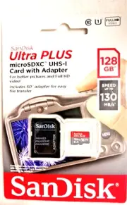 SanDisk 128GB ULTRA PLUS microSDXC UHS-1 Card w Adapter microSD memory card