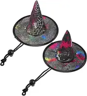 ERINGOGO 2Pcs Witch Hat for Cats Dogs Halloween Pet Head Decor Comfortable Breathable Pet Hats for Parties Photo Shoots Festivals Eye Catching Costume Accessories