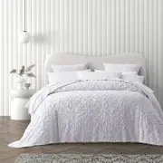 Bianca Ella Single White Cotton Chenille Bedspread Set