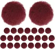 uxcell 25-Pack Faux Fur Pom Poms, 1.2 Inch/ 1.6 cm Soft Fluffy Pompoms Balls Faux Rabbit Fur with Elastic Loop for Hats/Bags/Keychains/Knitting Accessories/DIY Crafts [Wine Red]