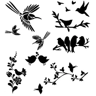 STENCILS CRAFTS TEMPLATES SCRAPBOOKING VARIOUS BIRDS STENCIL A4 MYLAR