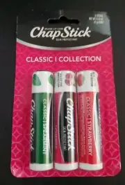 ChapStick Classic Collection Triple Pack Full Size Spearmint Cherry Strawberry 3