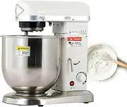 Electric Stand Mixer,Tilt Head Stand Mixer with Pouring Shield, with Beater, Dough Hook, Wire Whip and Egg Separator,White-A(5L)