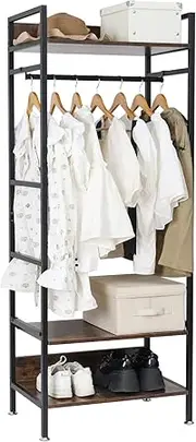 Heavy Duty Garment Clothing Wardrobe Storage Rack Hall Tree Clothes Rack Shelves