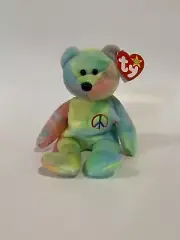 Peace The Bear Ty Beanie Baby With Errors