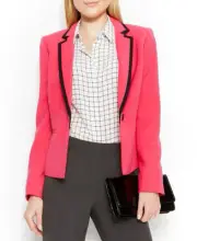Anne Klein Smart Single Button Bright Pink Blazer Size 8 Orig Price $129